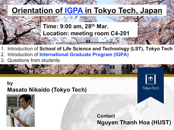 Giới thiệu học bổng  từ Tokyo Institute of Technology