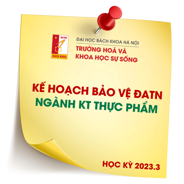 KẾ HOẠCH BẢO VỆ ĐỒ ÁN TỐT NGHIỆP HỌC KỲ 2023.3 NGÀNH KỸ THUẬT THỰC PHẨM