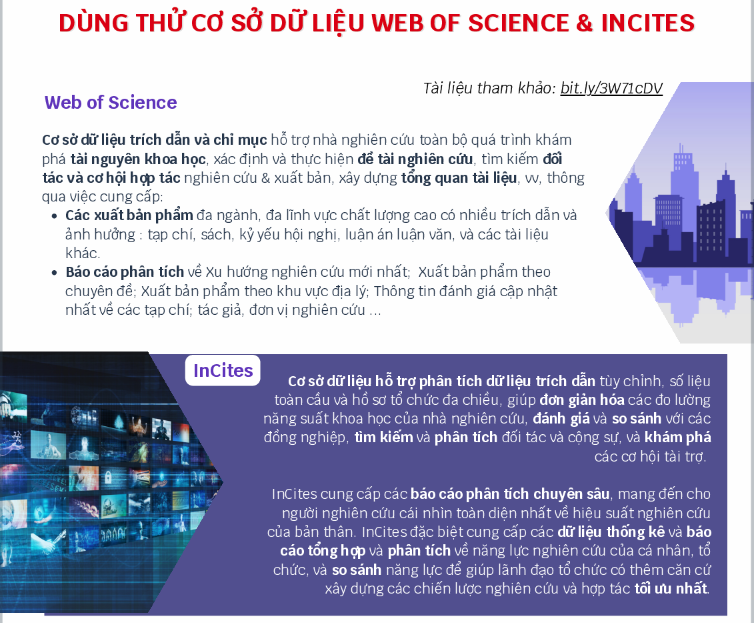 Dùng thử cơ sở dữ liệu của Web of Science và In-Cites