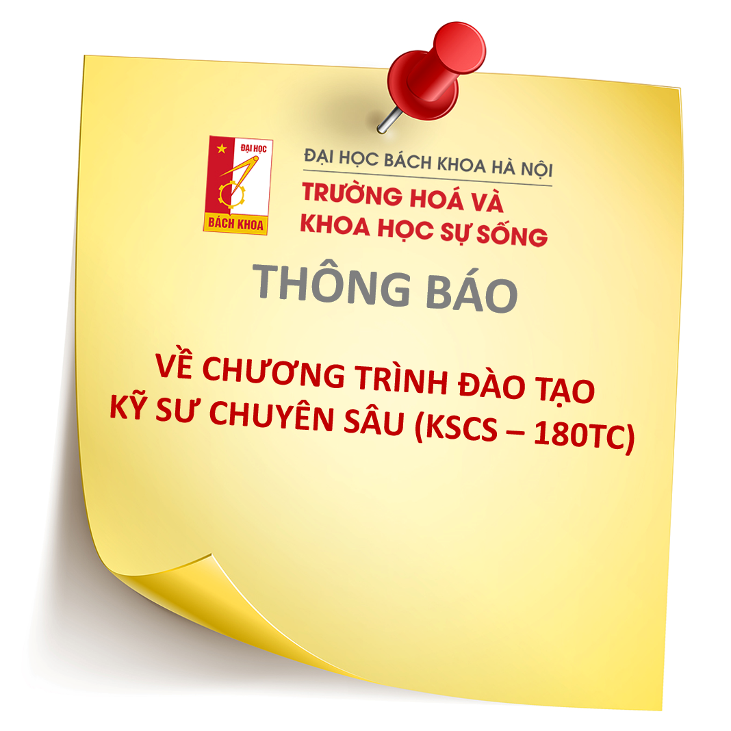 THÔNG BÁO VỀ CHƯƠNG TRÌNH KỸ SƯ CHUYÊN SÂU (KSCS - 180TC)