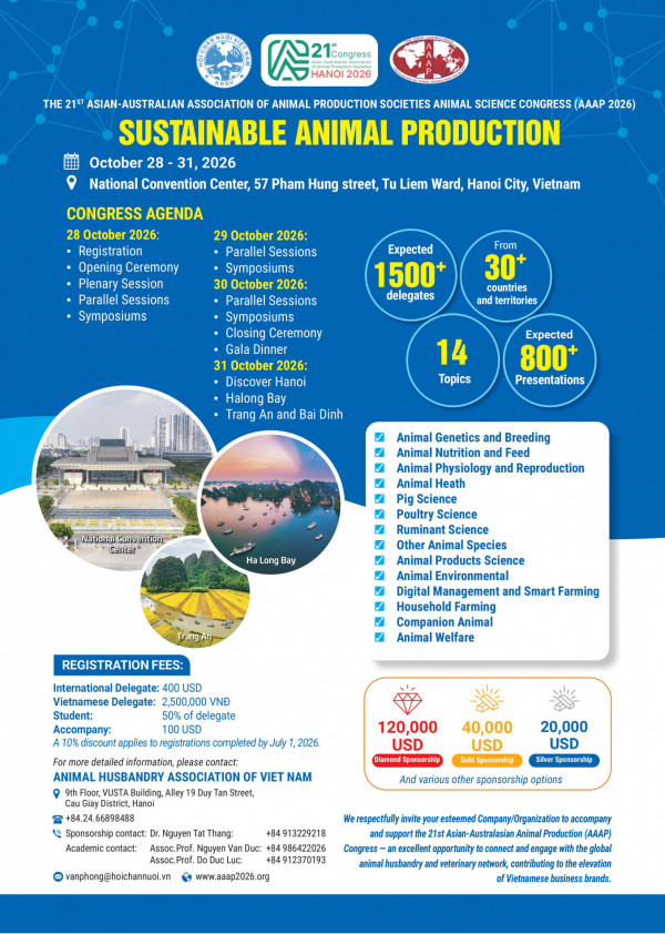 Vietnam to Host the 21st Asian-Australasian Animal Science Congress in 2026