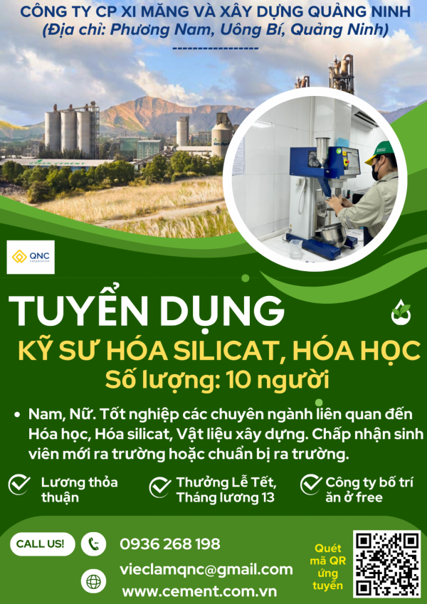 Thông báo về việc hợp tác tuyển dụng và tiếp nhận sinh viên thực tập tại Công ty CP Xi măng và Xây dựng Quảng Ninh