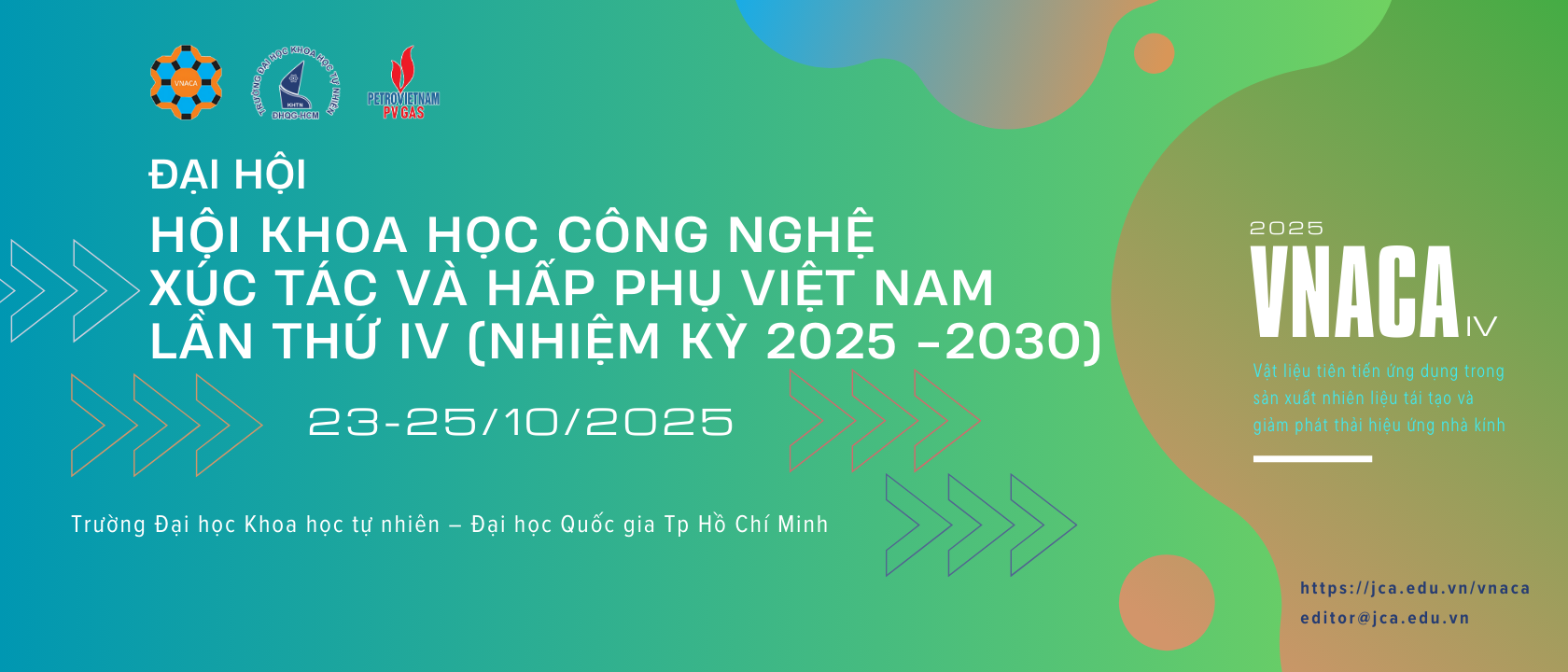Thông báo số 1 về Đại hội Hội khoa học công nghệ xúc tác và hấp phụ Việt Nam Lần thứ IV và Hội thảo khoa học